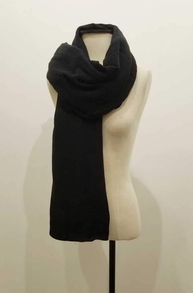 Blanket Scarf - Black Cotton Gauze