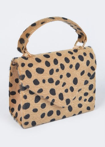 Handbag - Tan & Black Animal Print