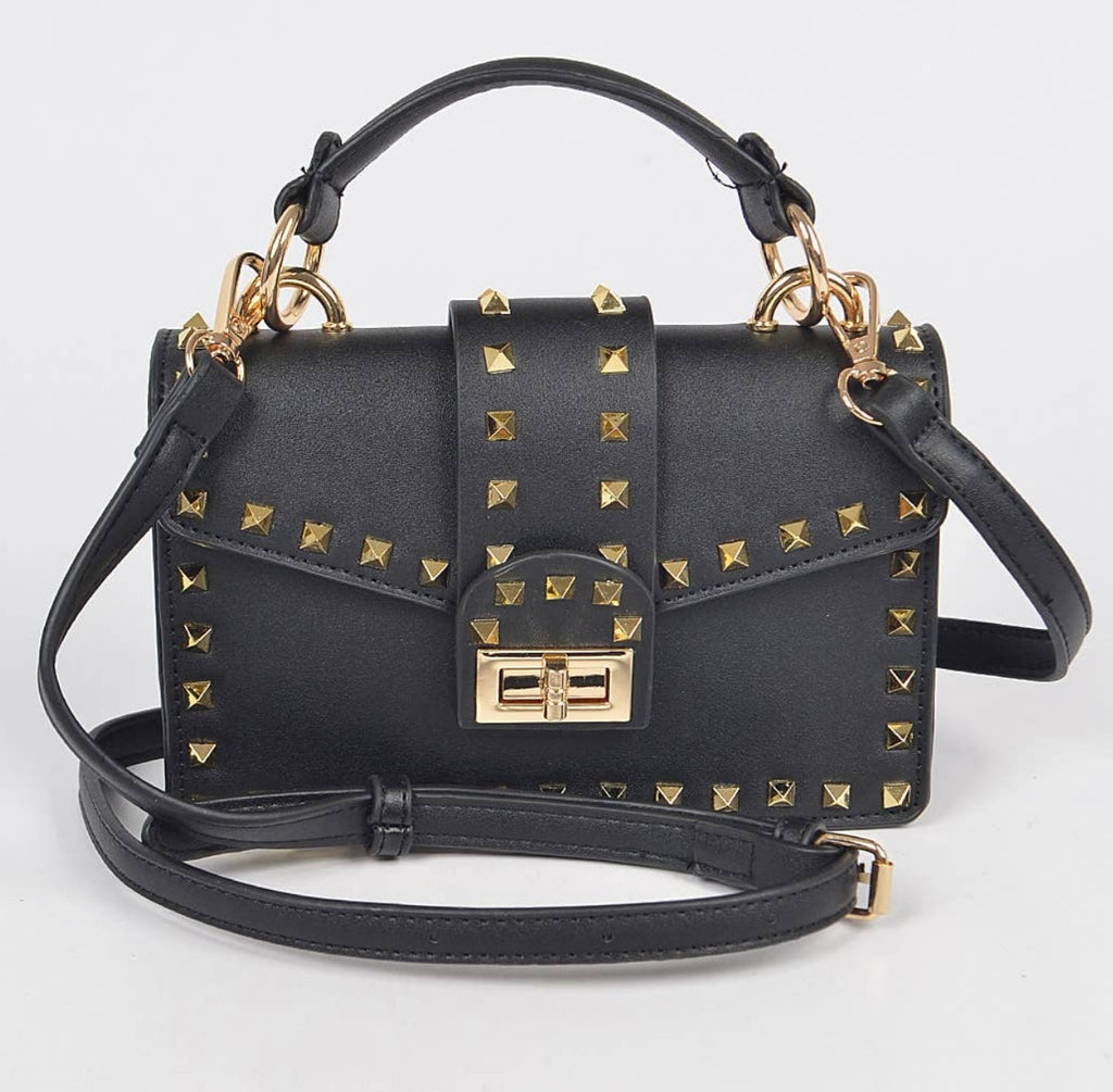 Handbag - Black w/ Gold Studs
